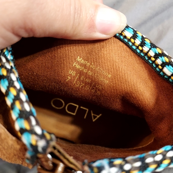 Aldo Bastiena Tan Suede Moccasin Fringe Ankle Boots 7 EUC - Picture 8 of 12